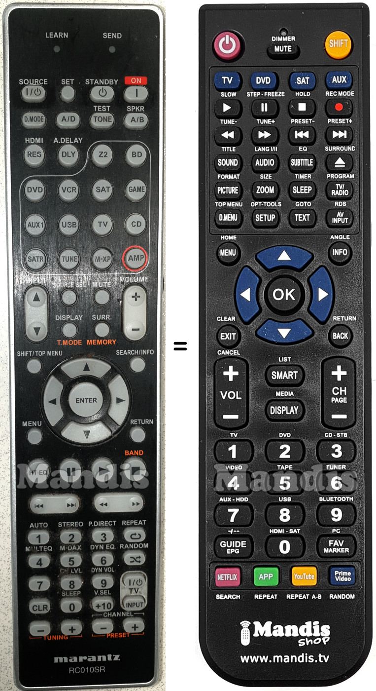 Télécommande équivalente Marantz RC010SR