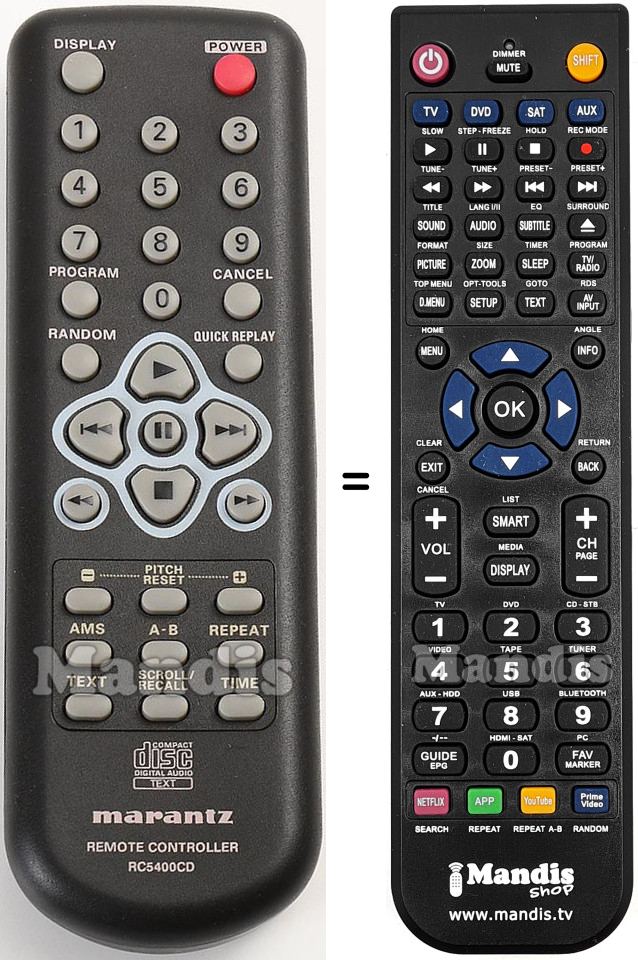 Télécommande équivalente RC5400CD