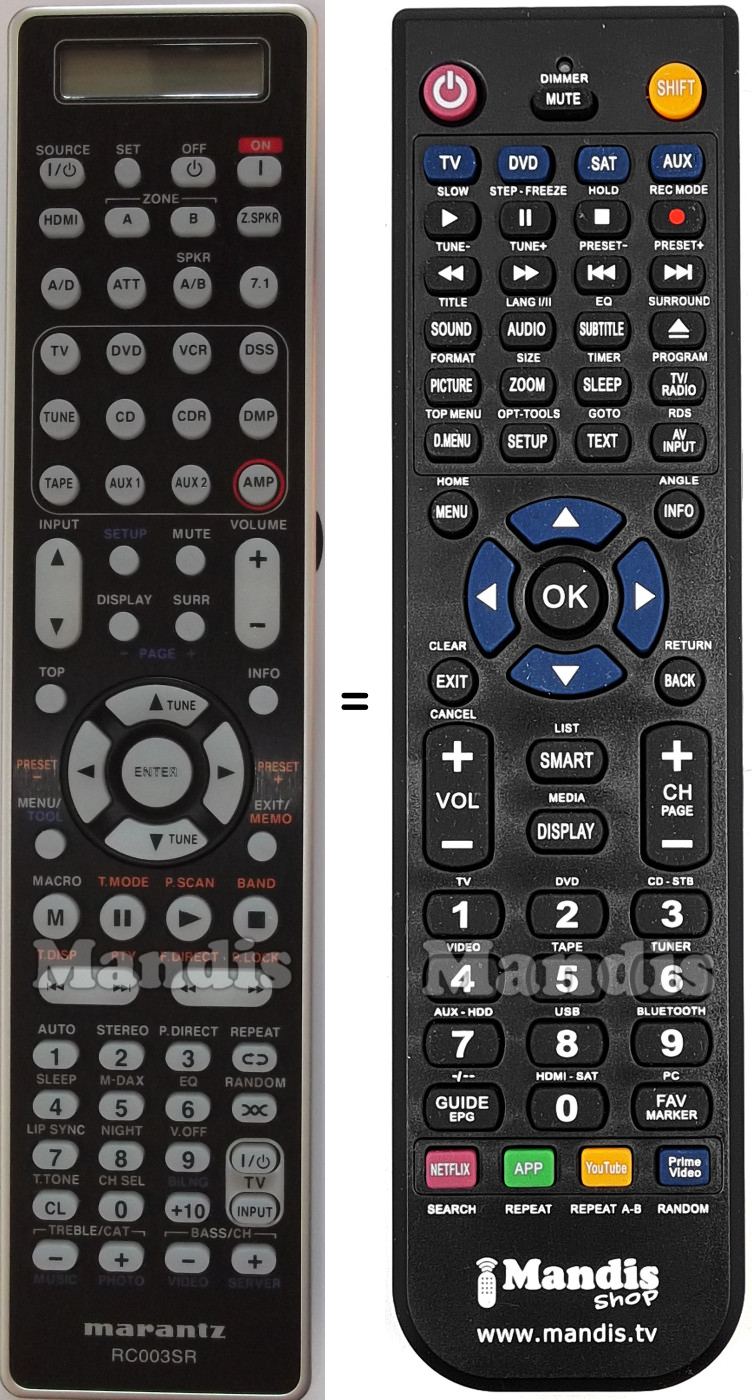 Télécommande équivalente RC003SR