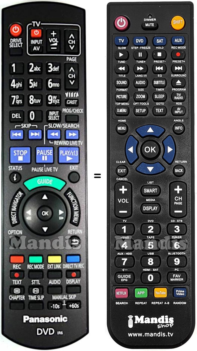 T&eacute;l&eacute;commande &eacute;quivalente Panasonic N2QAYB000477