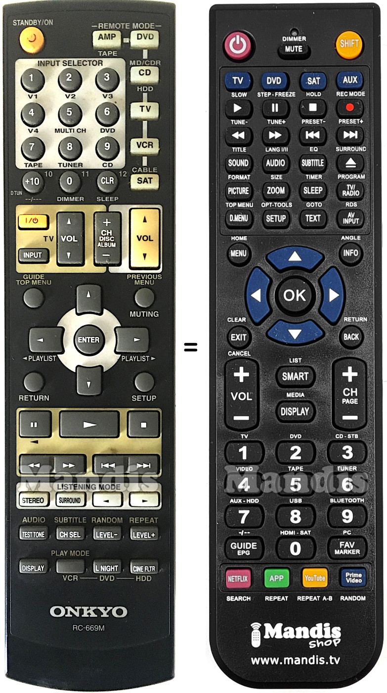 Replacement remote control Onkyo RC-669M