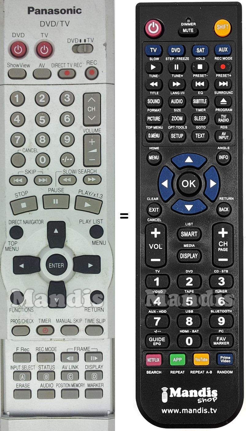 Replacement remote control Panasonic EUR7615KP0