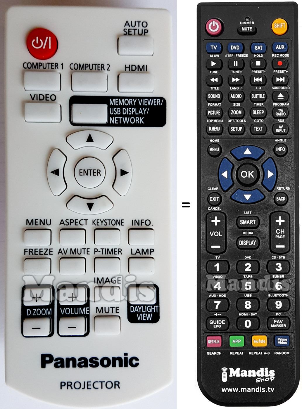 Replacement remote control Panasonic N2QAYA000116