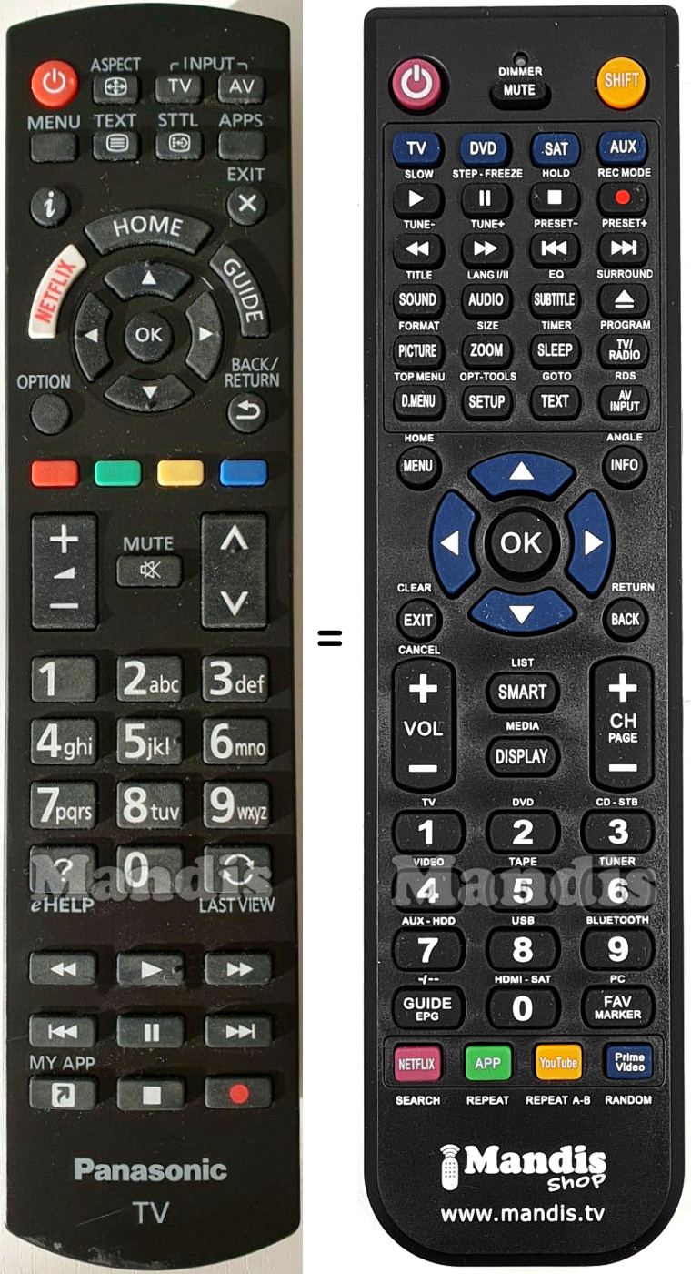 Replacement remote control Panasonic N2QAYB001111