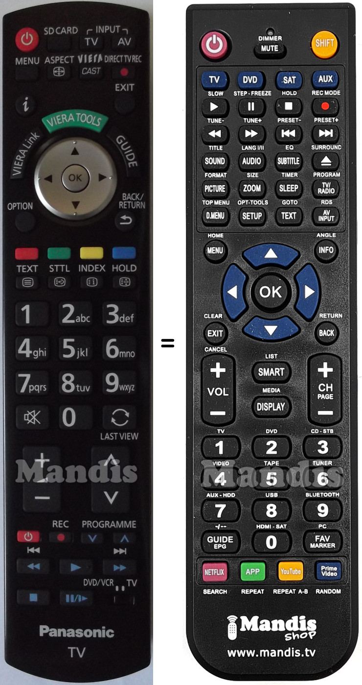 Replacement remote control Panasonic N2QAYB000489