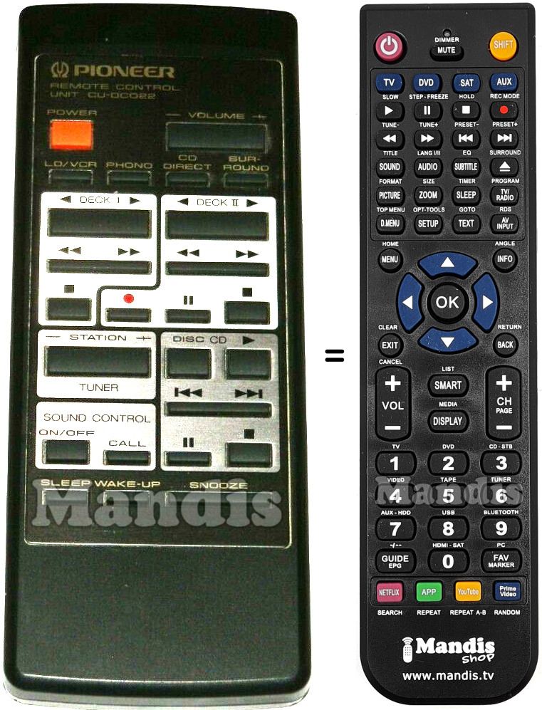 Replacement remote control Pioneer CU-DC022