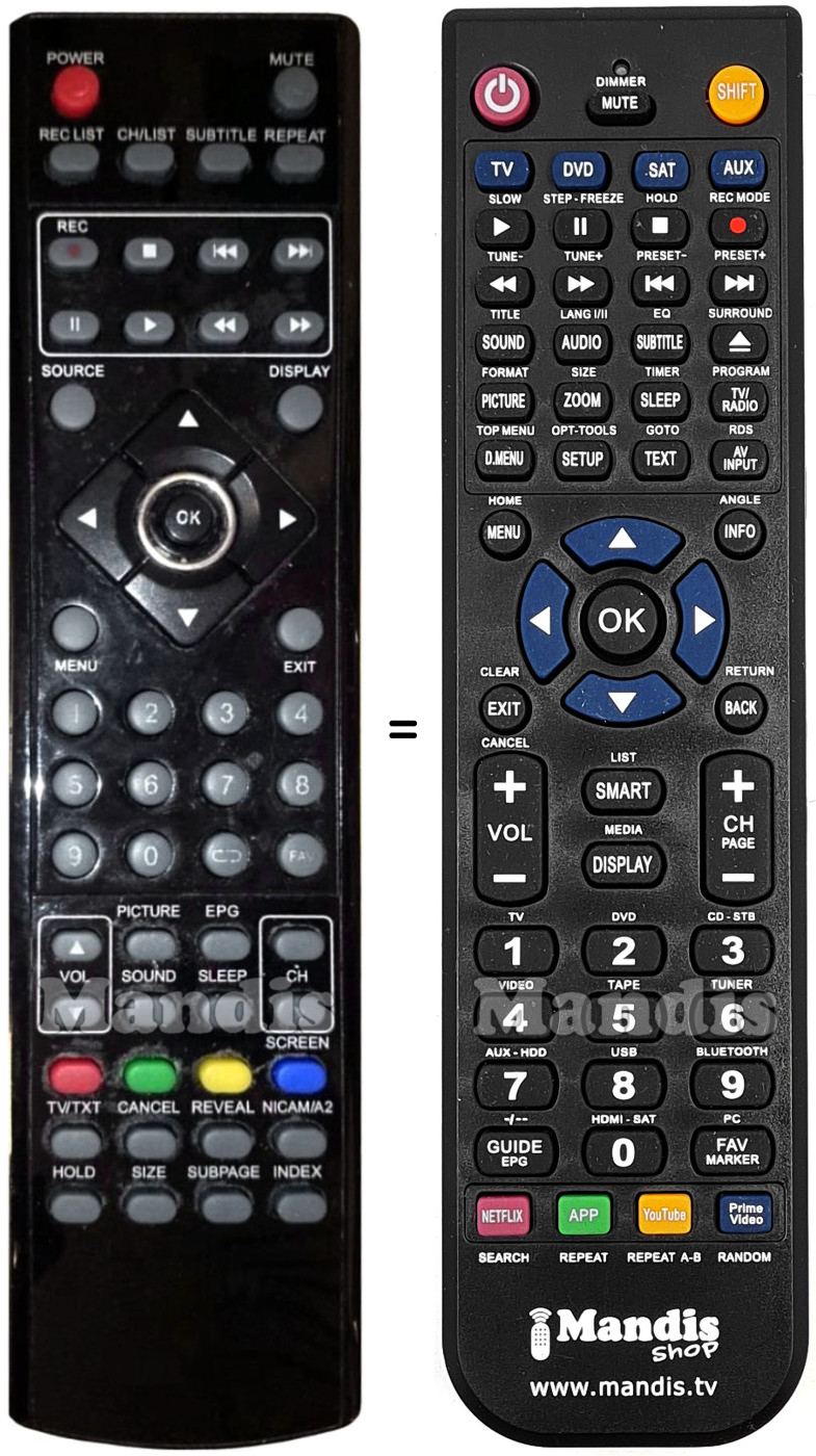 Replacement remote control Q-MEDIA QLE26D11HM4-TL