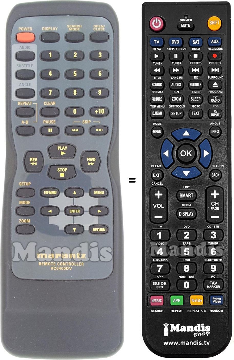 Télécommande équivalente RC6400DV