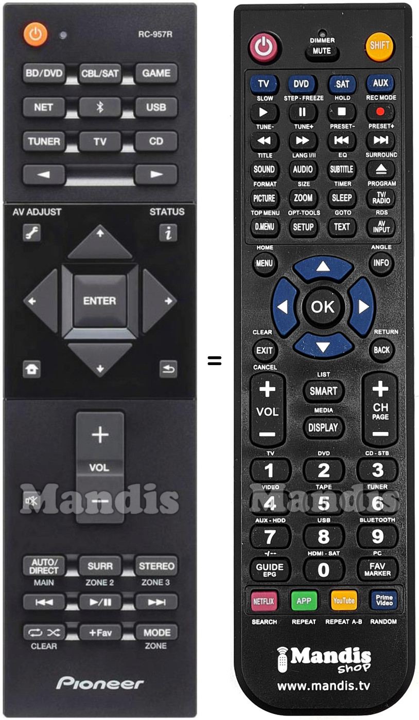 Télécommande équivalente Pioneer RC-957R