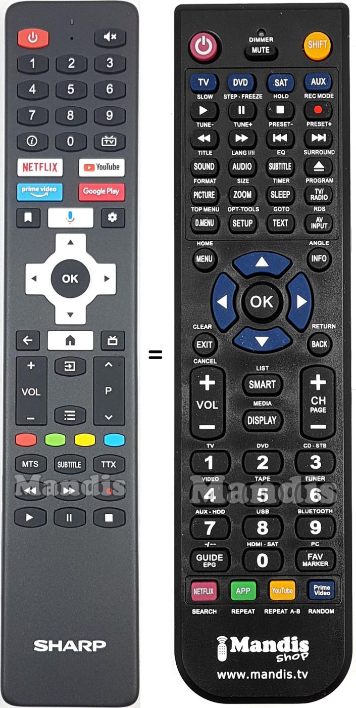 Replacement remote control Sharp RC-ES02-EN27