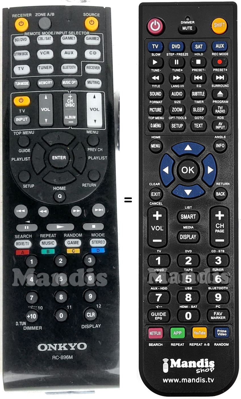 Replacement remote control RC-896M