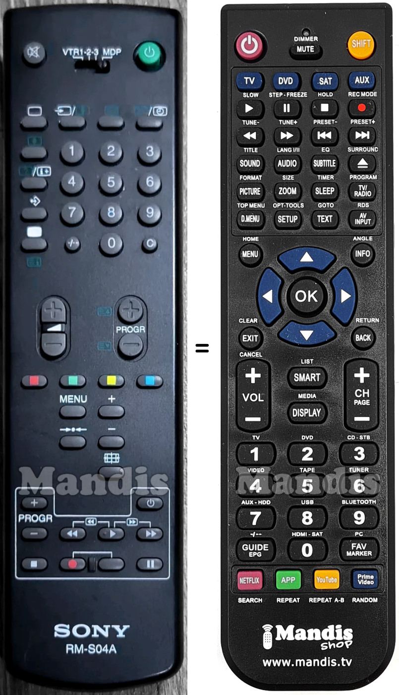Replacement remote control Sony RM-S04A