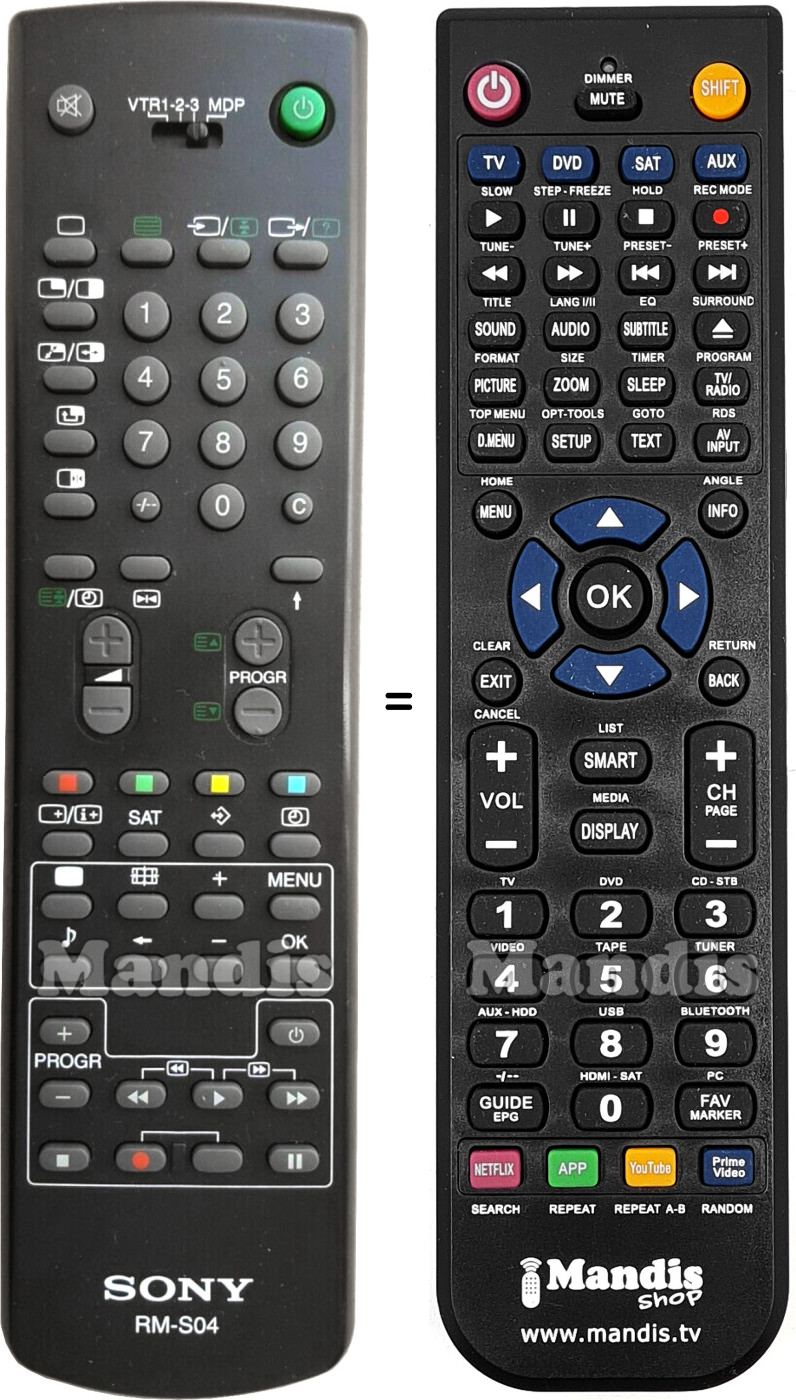 Télécommande équivalente Sony RM-S04