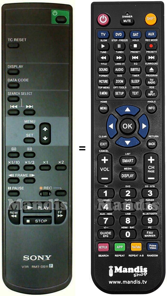 Télécommande équivalente Sony RMT-DS11