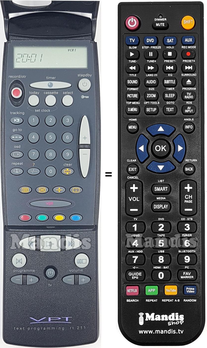 Télécommande équivalente Philips RT211-114