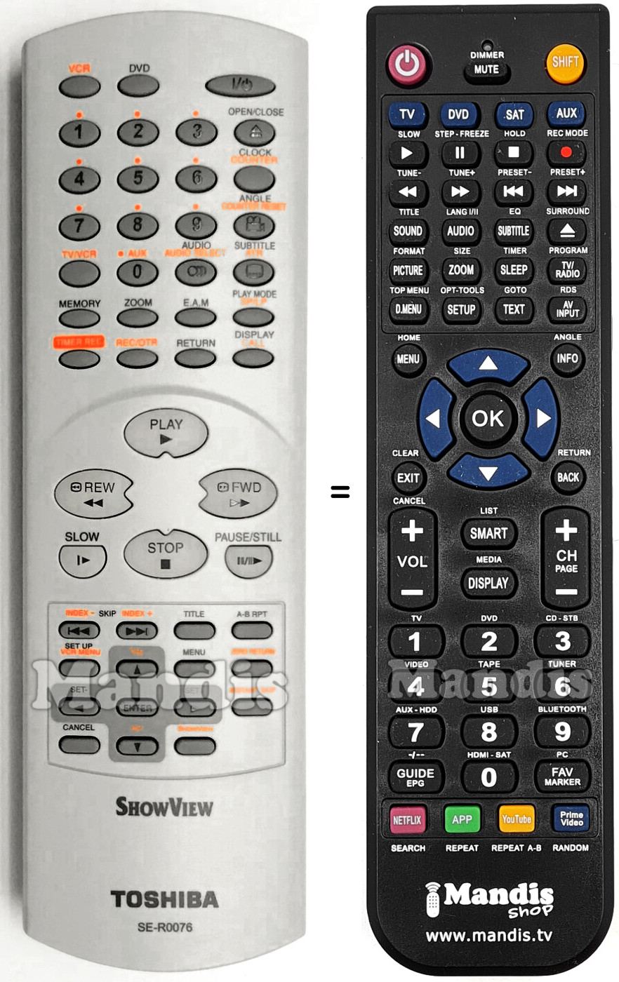 Replacement remote control Toshiba SE-R0076