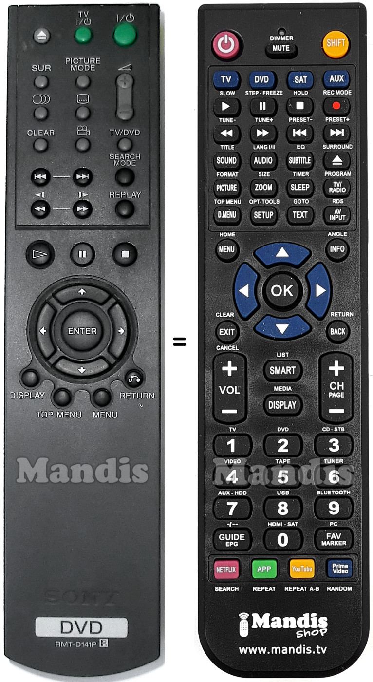 Replacement remote control Sony RMT-D141P