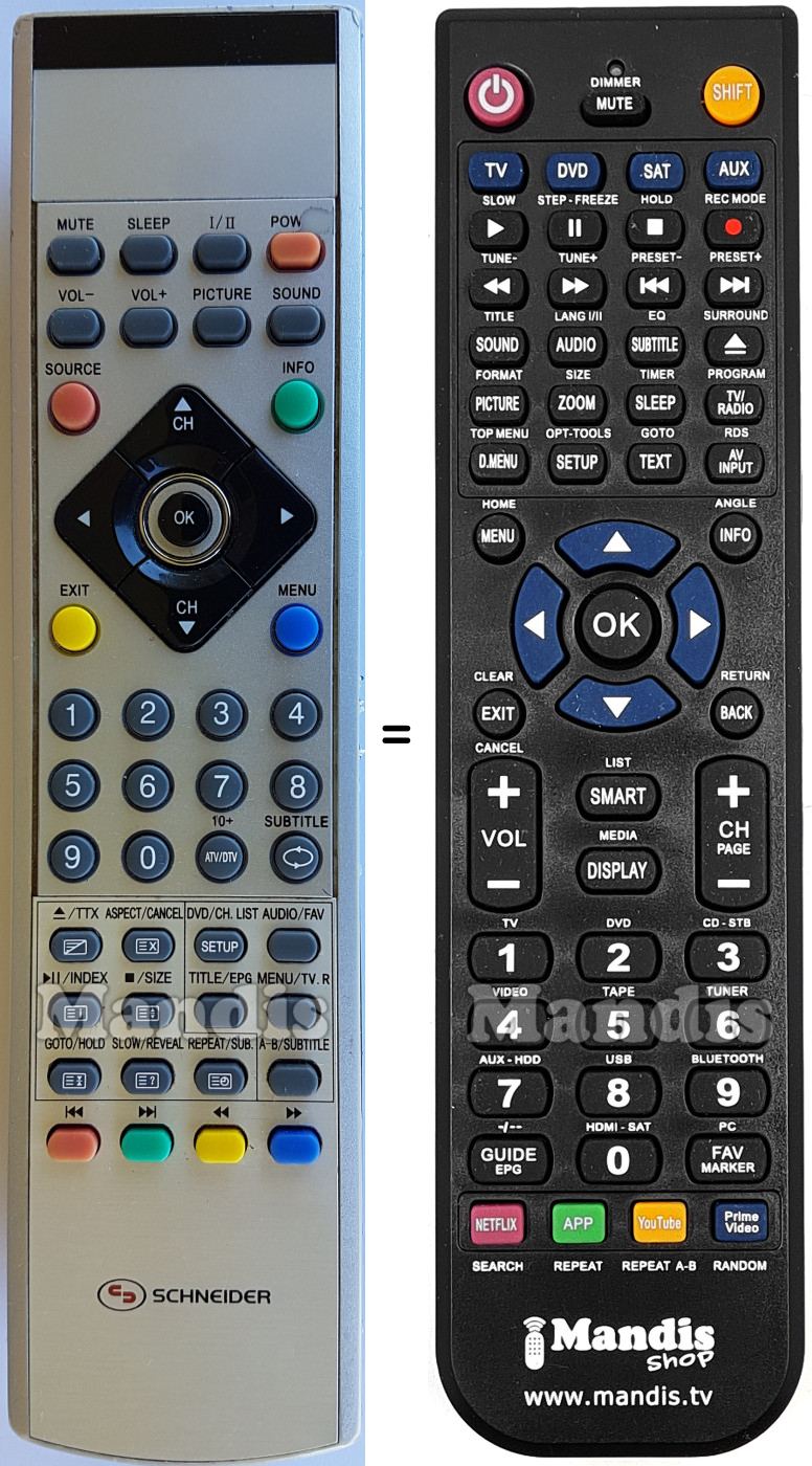 Replacement remote control SCHNEIDER STFT-2698