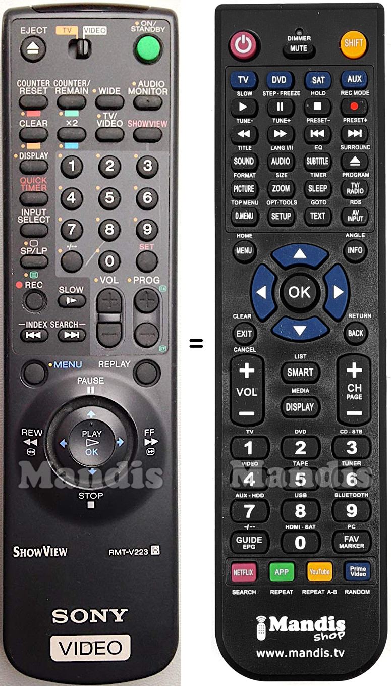 Télécommande équivalente Sony RMT-V223