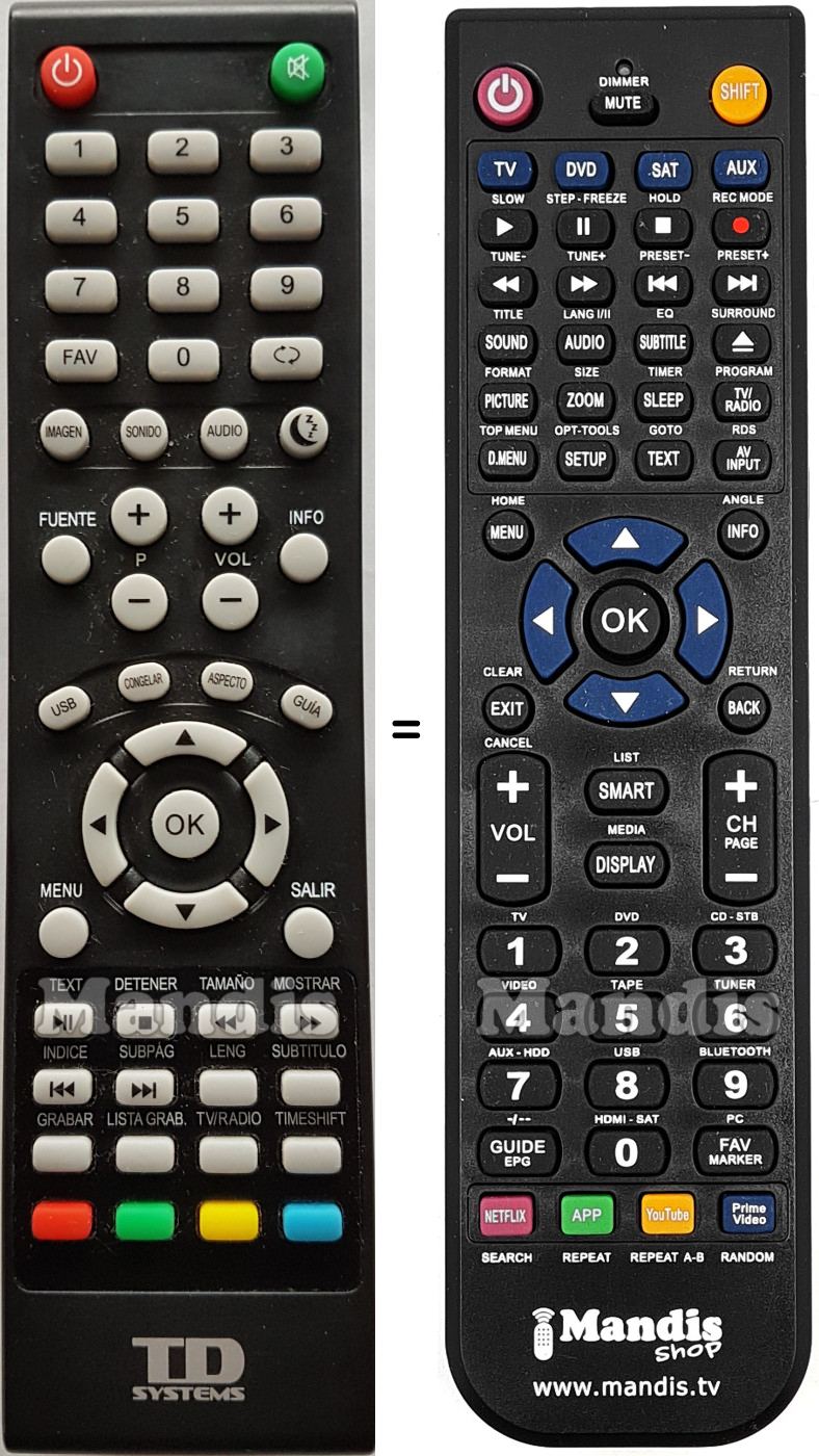 Télécommande équivalente TD Systems K48DLS6F
