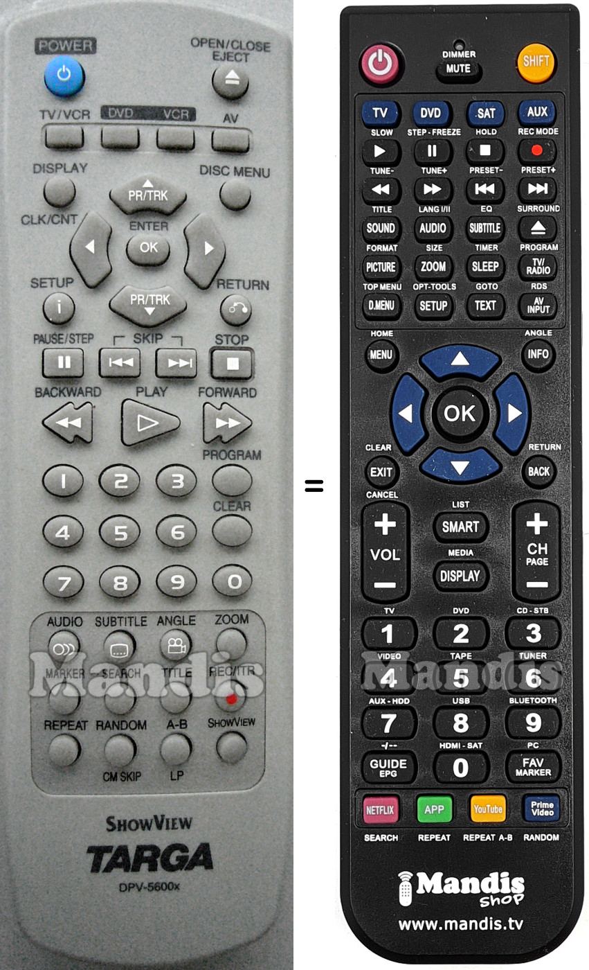 Replacement remote control DPV-5600X