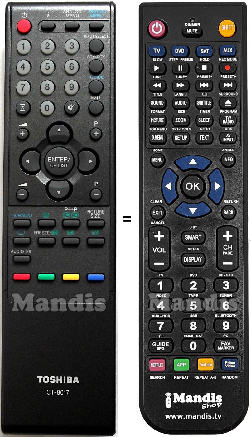 Replacement remote control Toshiba CT-8017