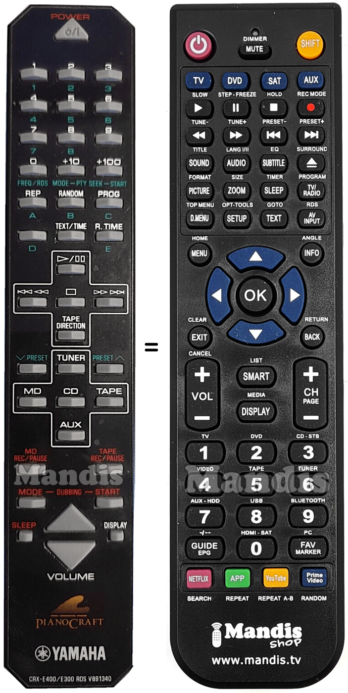 Replacement remote control Yamaha V891340