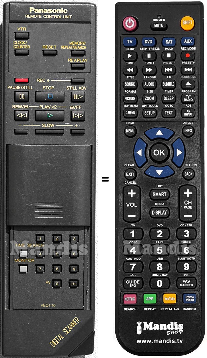 Télécommande équivalente Panasonic VEQ1110