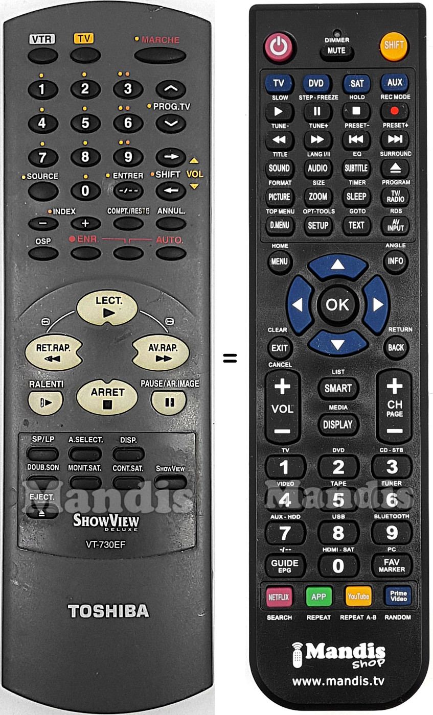 Replacement remote control VT-730EF