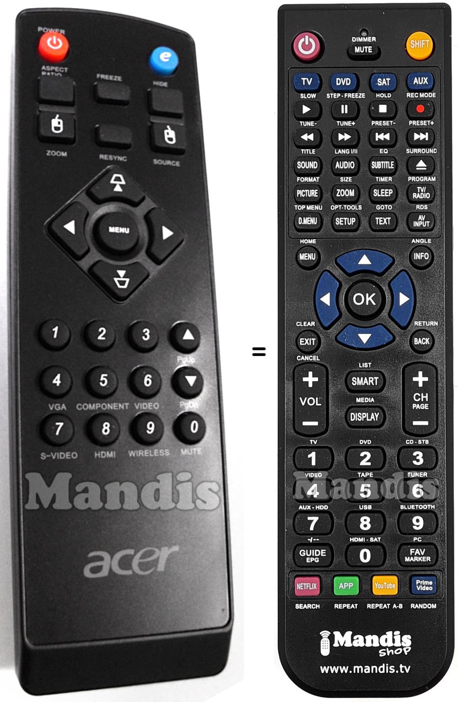 Télécommande équivalente Acer VZ.K0300.001