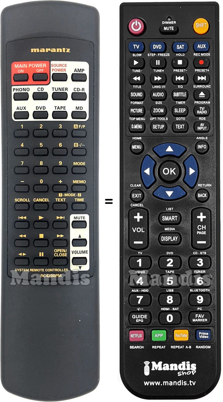 Télécommande équivalente Marantz RC4200PM