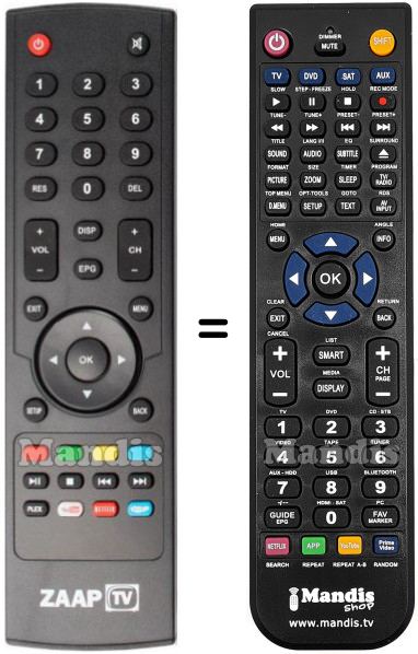 T&eacute;l&eacute;commande &eacute;quivalente Zaap TV HD509N