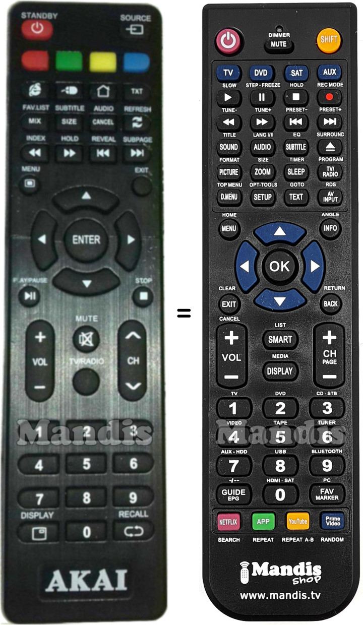 Télécommande équivalente Akai AKTV4024T