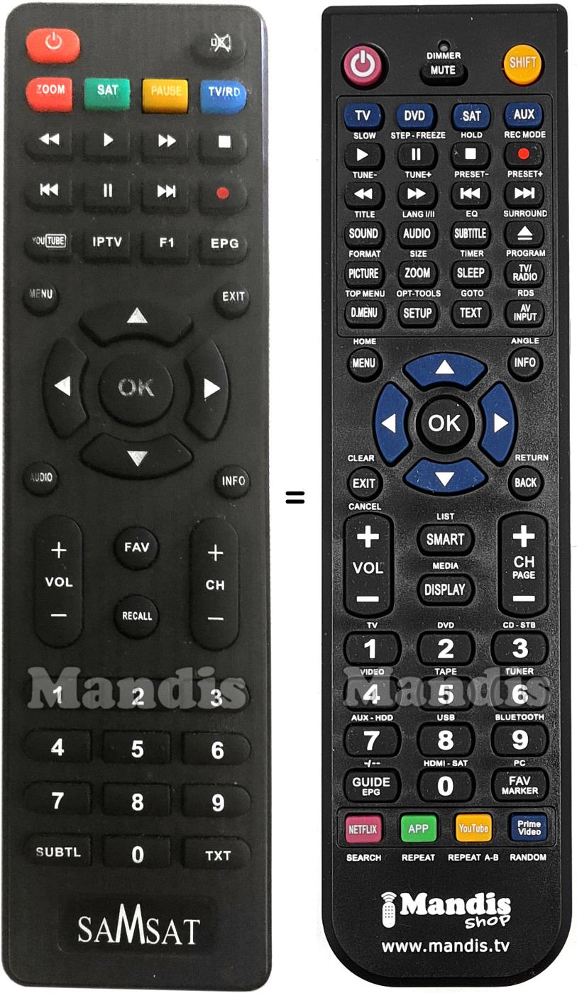 T&eacute;l&eacute;commande &eacute;quivalente SAMSAT 100HD
