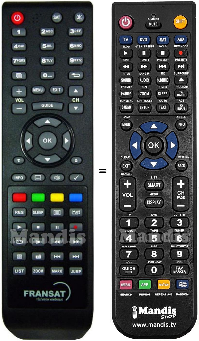 Télécommande équivalente FRANSAT 441663T