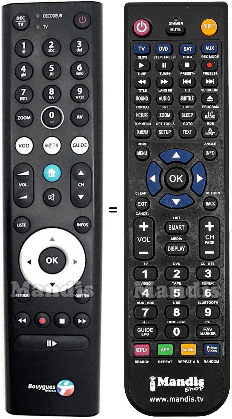 T&eacute;l&eacute;commande &eacute;quivalente BOUYGUES TELECOM BBOX
