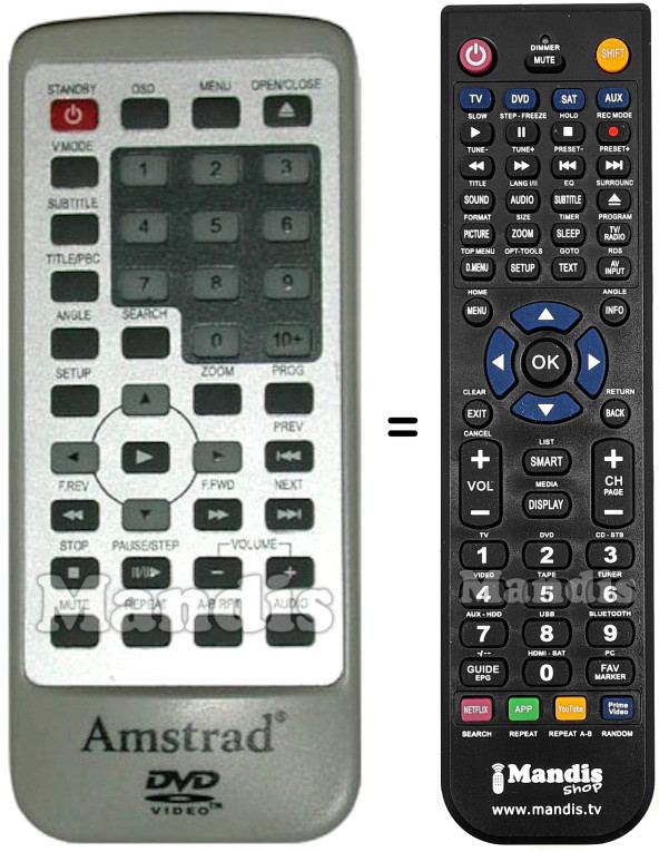 Télécommande équivalente Amstrad REMCON1036