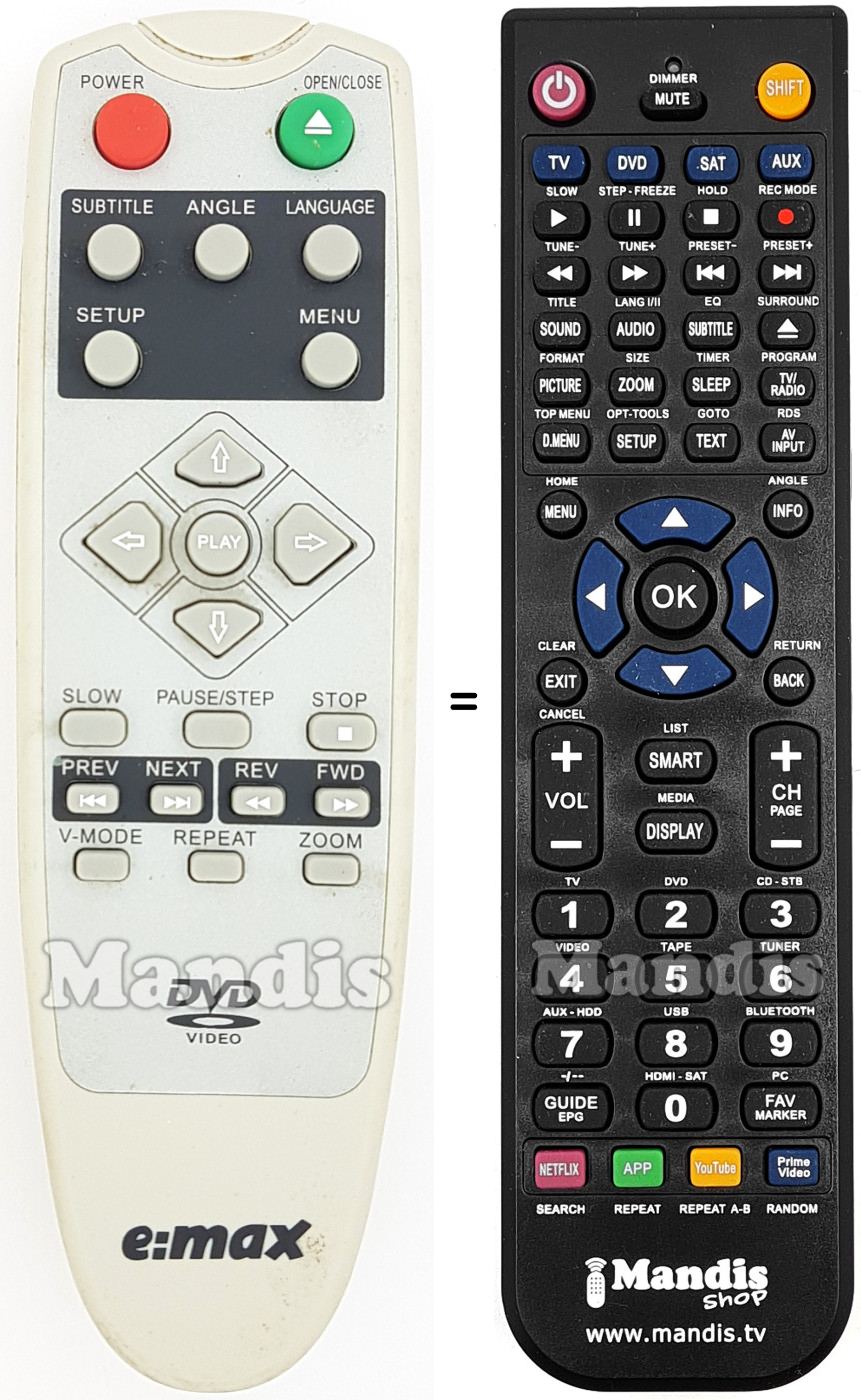 Replacement remote control EMAX002