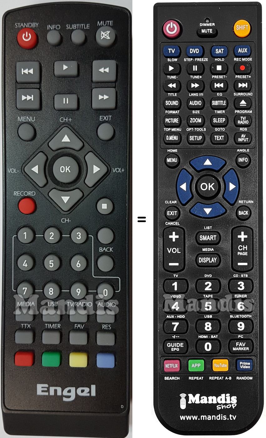 Replacement remote control Engel RT5260HD