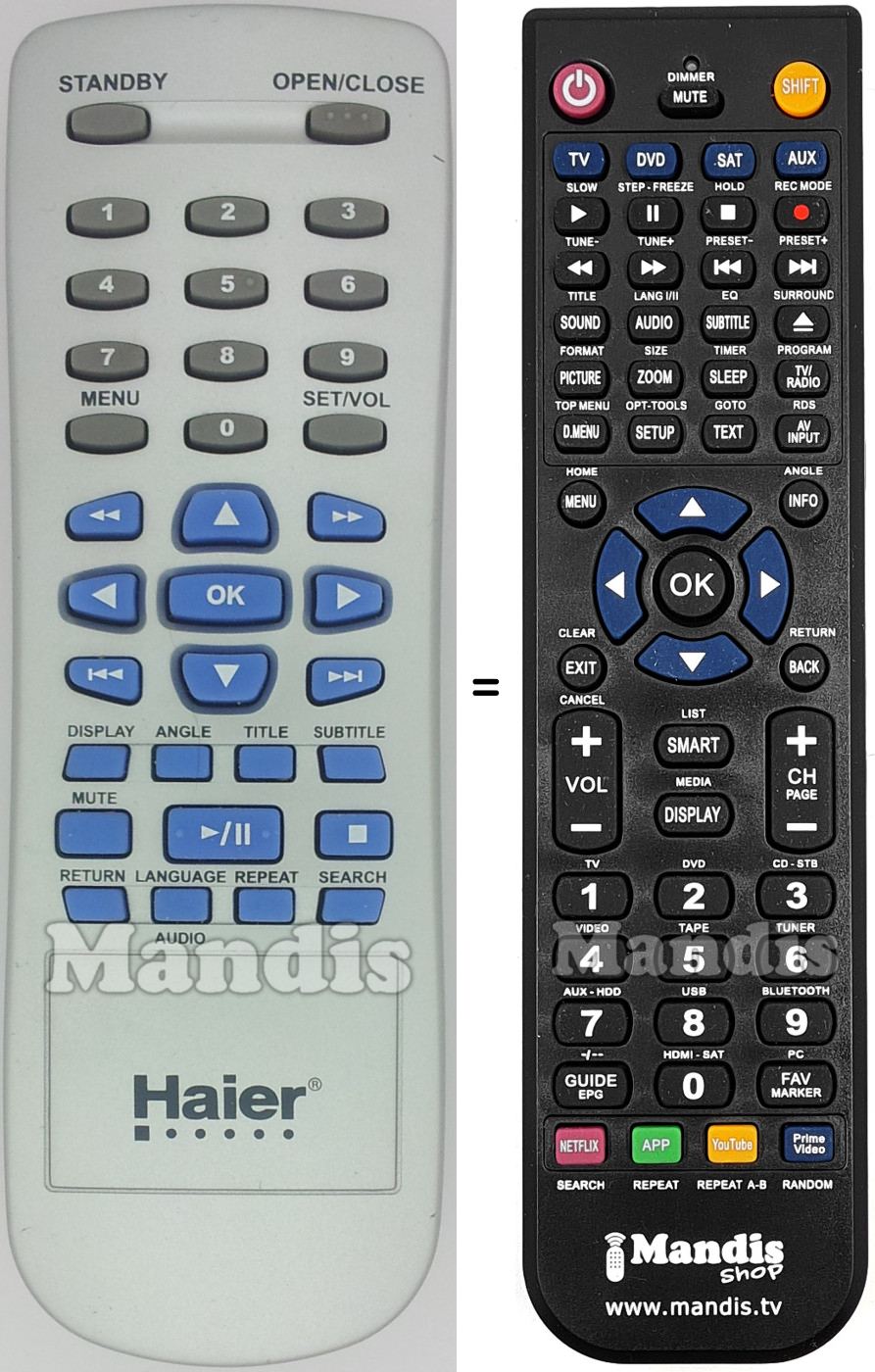 Replacement remote control Haier001