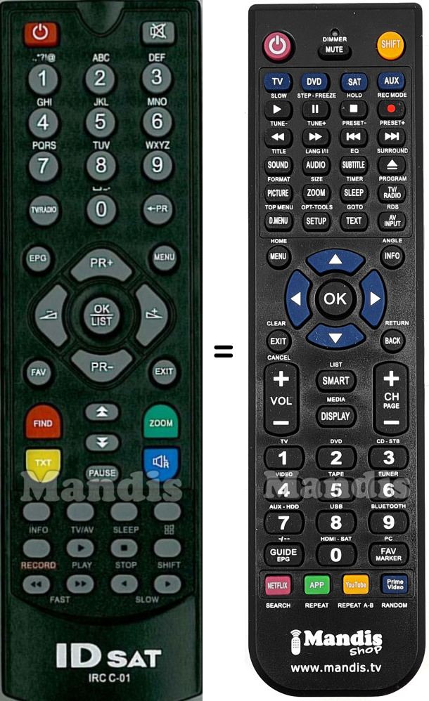 Replacement remote control ID Sat IRCC-01