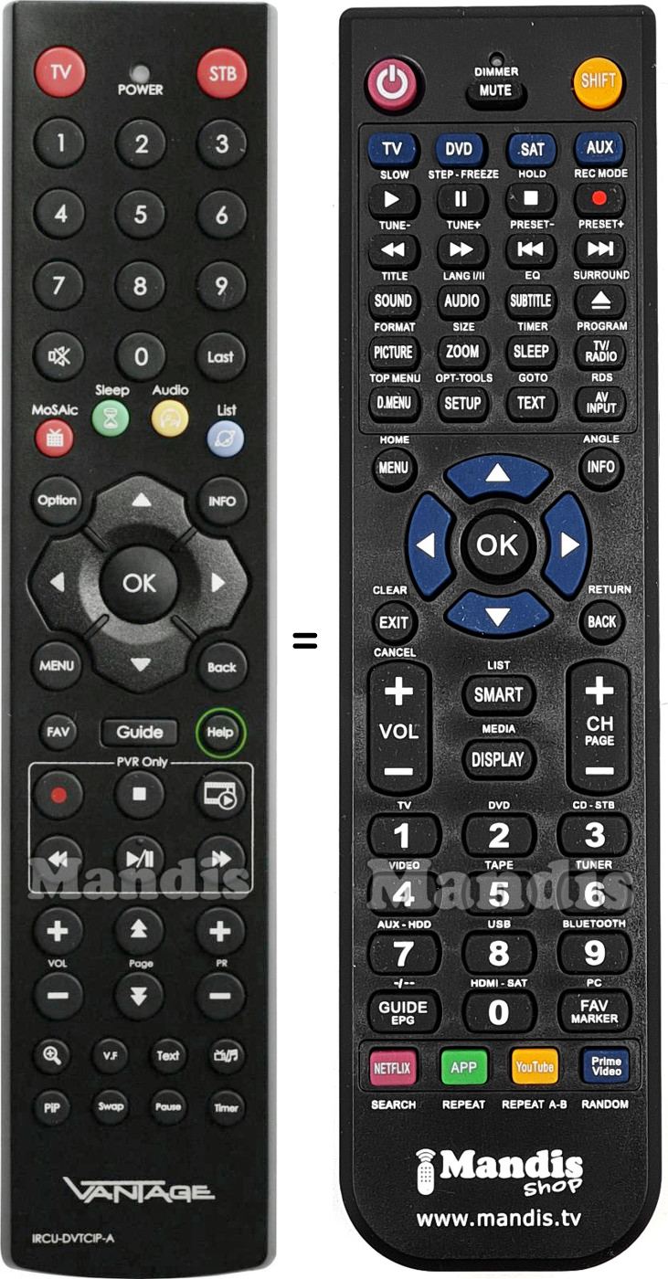 Télécommande équivalente Vantage IRCU-DVTCIP-A