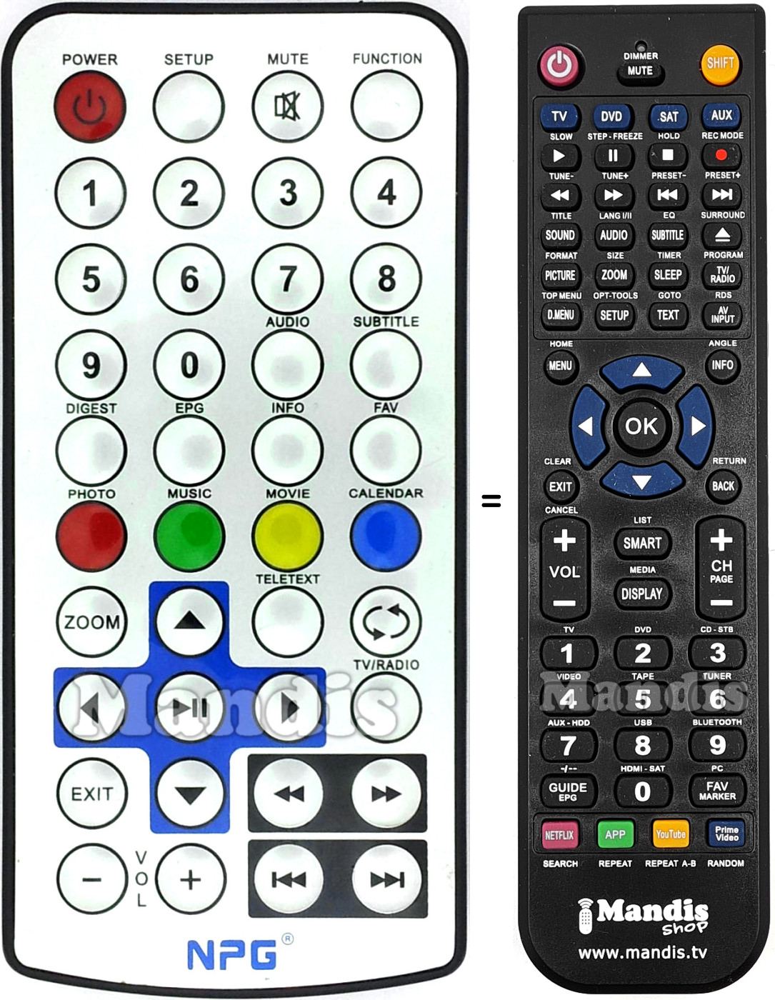 T&eacute;l&eacute;commande &eacute;quivalente Npg REMCON1435