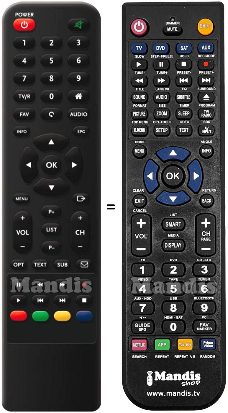 Replacement remote control Listo SAT152HD