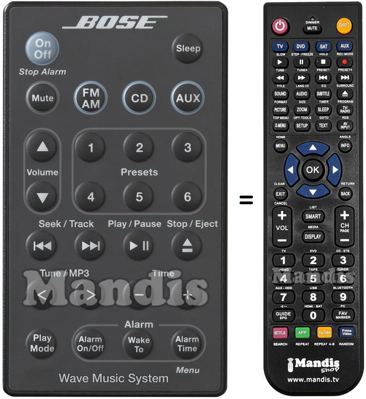 Replacement remote control BOSE HVS50252