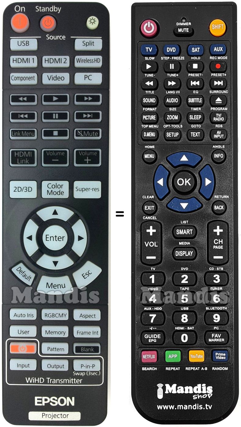 Replacement remote control Epson EH-TW6100W