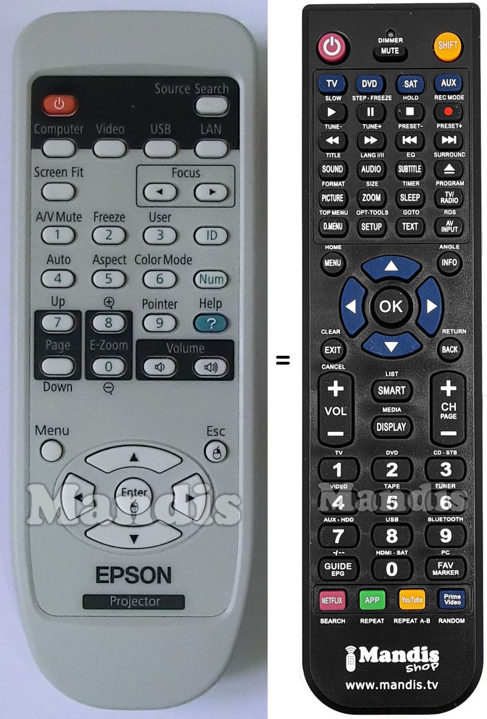Télécommande équivalente Epson EB-1770W