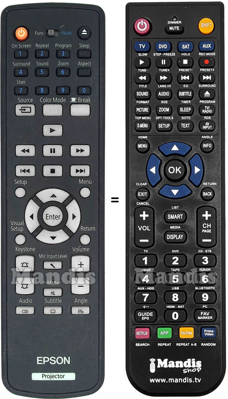 Replacement remote control Epson EH-DM3