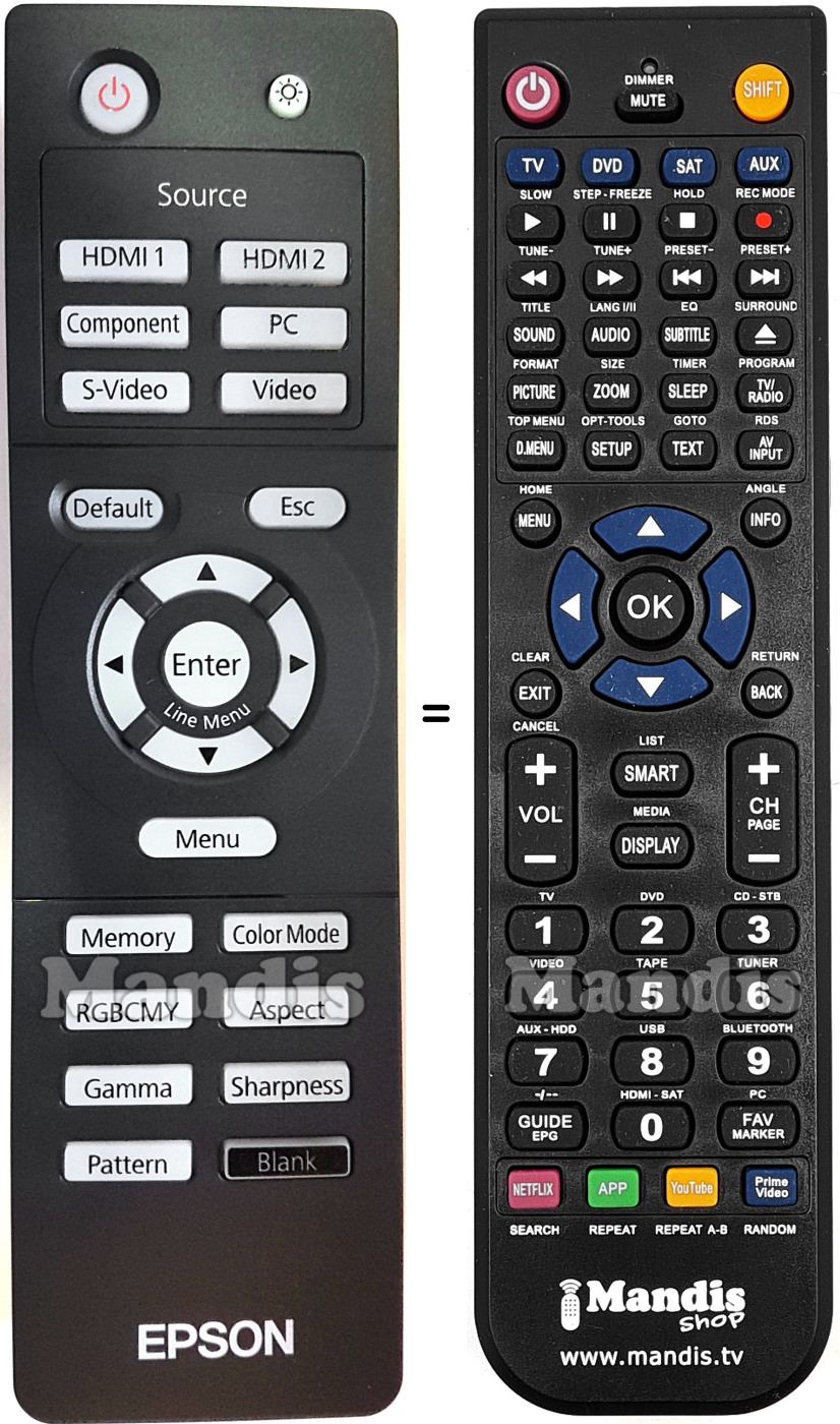 Replacement remote control Epson EH-TW5800