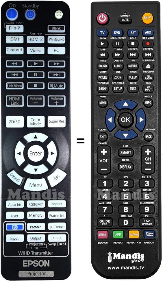 Replacement remote control Epson EH-TW8200W